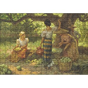 Meyve Toplayan Çiftçi Kızlar Puzzle Yapboz Mdf Ahşap 255 Parça