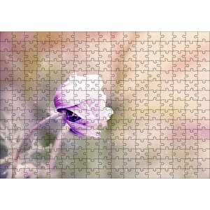 Eflatun Rengi Çiçek Ve Su Damlaları Puzzle Yapboz Mdf Ahşap 255 Parça