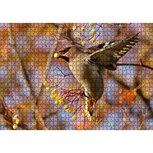 Sarı Meyveli Ağaç Ve Sevimli Kuş Puzzle Yapboz Mdf Ahşap 1000 Parça