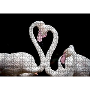 Zarif Boyunlarıyla Beyaz Flamingolar Puzzle Yapboz Mdf Ahşap 1000 Parça