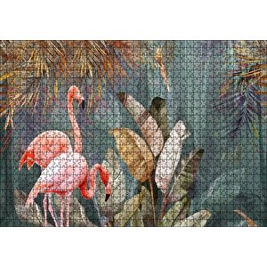 Doğadaki Çift Filamingo Görseli Puzzle Yapboz Mdf Ahşap 1000 Parça