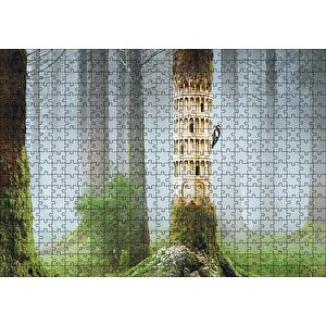 Ağaçkakan Ve Antik Roma Sütun Benzetmesi Puzzle Yapboz Mdf Ahşap 500 Parça
