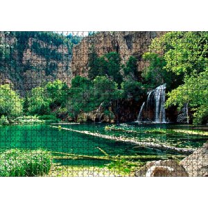 Kayalıklar Şelale Göl Manzarası Puzzle Yapboz Mdf Ahşap 1000 Parça