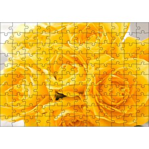 Sarı Gül Destesi Görseli Puzzle Yapboz Mdf Ahşap 120 Parça