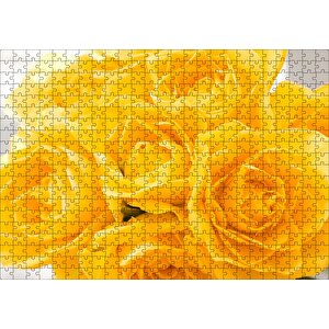 Sarı Gül Destesi Görseli Puzzle Yapboz Mdf Ahşap 500 Parça
