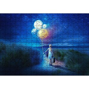 Bir Elinde Valiz Diğerinde Dünyalar Puzzle Yapboz Mdf Ahşap 255 Parça