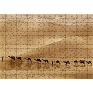 Libya Çölünde Deve Kervanı Puzzle Yapboz Mdf Ahşap 255 Parça
