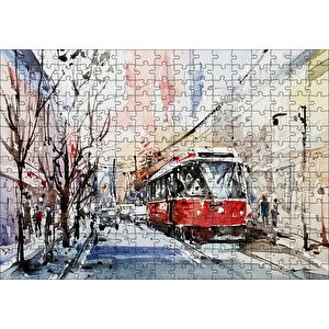 Cakapuzzle Toronto Sokaklarında Tramvay Araçlar Ve Yayalar Puzzle Yapboz Mdf Ahşap