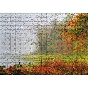 Sisli Ormanda Sonbahar Renkleri Ve Göl Puzzle Yapboz Mdf Ahşap 255 Parça