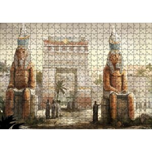 Antik Mısır Zafer Takı Ve Sfenksler Puzzle Yapboz Mdf Ahşap 500 Parça