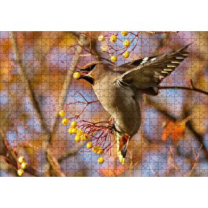Sarı Meyveli Ağaç Ve Sevimli Kuş Puzzle Yapboz Mdf Ahşap 500 Parça
