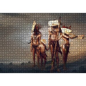 Yerli Savaşçı Ailesi Silahlarıyla Puzzle Yapboz Mdf Ahşap 1000 Parça