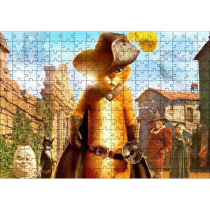 Film Çizmeli Kedi Görseli Puzzle Yapboz Mdf Ahşap 255 Parça