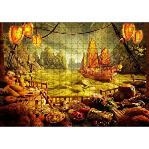Deniz Mahsulu Sebzelerden Kemi Doğa Manzarası Puzzle Yapboz Mdf Ahşap 500 Parça
