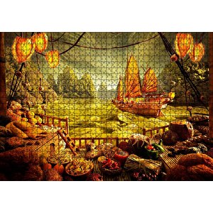 Deniz Mahsulu Sebzelerden Kemi Doğa Manzarası Puzzle Yapboz Mdf Ahşap 1000 Parça