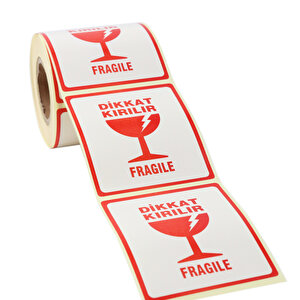 Kırılır Etiketi (fragile Label) Yapışkanlı Sticker Çıkartma 70mm X 80mm 250 Adet