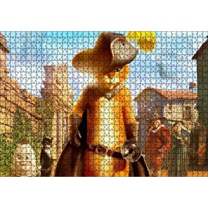 Film Çizmeli Kedi Görseli Puzzle Yapboz Mdf Ahşap 1000 Parça