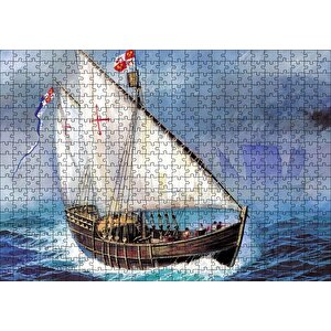 Amerika'yı Keşfeden Colomb'un Yelkenlisi Puzzle Yapboz Mdf Ahşap 500 Parça