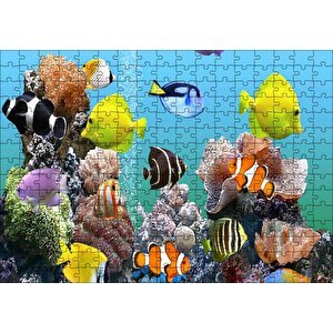 Deniz Akvaryumu Ve Rengarenk Balıklar Puzzle Yapboz Mdf Ahşap 255 Parça