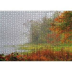 Sisli Ormanda Sonbahar Renkleri Ve Göl Puzzle Yapboz Mdf Ahşap 1000 Parça