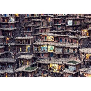 İran'da Teraslar Halindeki Köy Puzzle Yapboz Mdf Ahşap 500 Parça