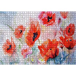 Kırmızı Gelincikler Yağlı Boya Resmi Puzzle Yapboz Mdf Ahşap 1000 Parça