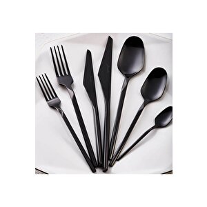 Quartz Titanyum Siyah 12 Kişilik 84 Parça Çatal Kaşık Bıçak Takımı 5100