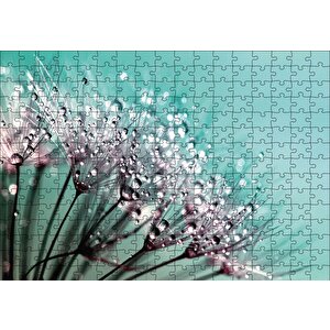 Çiçekler Üzerinde Çiy Damlaları Puzzle Yapboz Mdf Ahşap 255 Parça