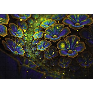 Dev Mavi Sarı Çiçekler Puzzle Yapboz Mdf Ahşap 255 Parça