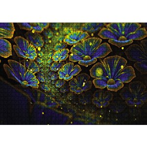 Dev Mavi Sarı Çiçekler Puzzle Yapboz Mdf Ahşap 1000 Parça
