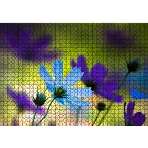 Mavi Ve Mor Çiçekler Puzzle Yapboz Mdf Ahşap 1000 Parça