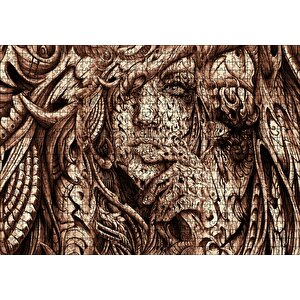 Desenler Arasında Gizli Kadın Yüzü Puzzle Yapboz Mdf Ahşap 1000 Parça