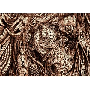 Desenler Arasında Gizli Kadın Yüzü Puzzle Yapboz Mdf Ahşap 500 Parça