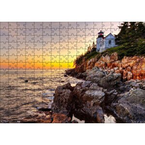 Acadia Milli Parkı'nda Günbatımı Ve Deniz Puzzle Yapboz Mdf Ahşap 255 Parça