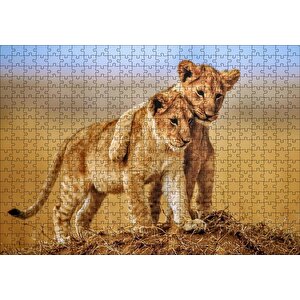 Kardeşlik Başkadır Yavru Aslanlar Puzzle Yapboz Mdf Ahşap 500 Parça