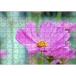 Mor Kosmeya Çiçekler Görseli Puzzle Yapboz Mdf Ahşap 120 Parça