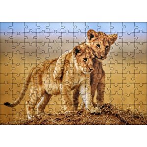 Kardeşlik Başkadır Yavru Aslanlar Puzzle Yapboz Mdf Ahşap 120 Parça