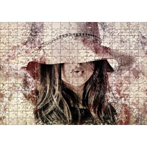 Mektup Zeminde Gizemli Şapkalı Genç Kız Puzzle Yapboz Mdf Ahşap 255 Parça