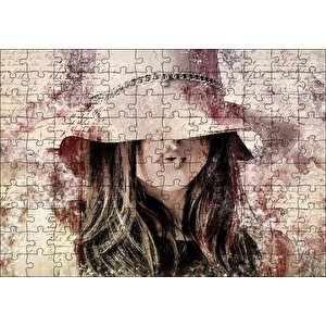 Mektup Zeminde Gizemli Şapkalı Genç Kız Puzzle Yapboz Mdf Ahşap 120 Parça