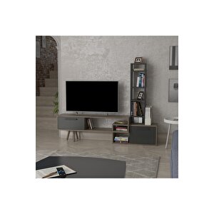 Lagomood Manzara Tv Ünitesi Tv Sehpası Antrasit & Ceviz Antrasit Ceviz