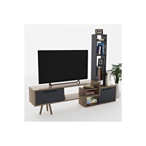Lagomood Manzara Tv Ünitesi Tv Sehpası Antrasit & Ceviz