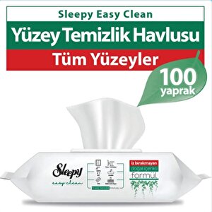 Sleepy Easy Clean Sirke Karbonat Beyaz Sabun Katkılı Yüzey Temizlik Islak Havlusu - 100'lü 5 Paket