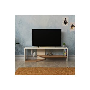 Lagomood Vega Tv Ünitesi Tv Sehpası Beyaz Meşe