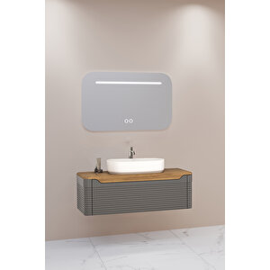 Ardino 110 Cm Banyo Dolabı Antrasit Kayın - Boy Dolap Hariç