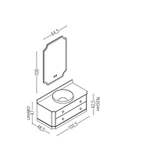 Adria 100 Cm Banyo Dolabı Beyaz Siyah - Boy Dolap Hariç