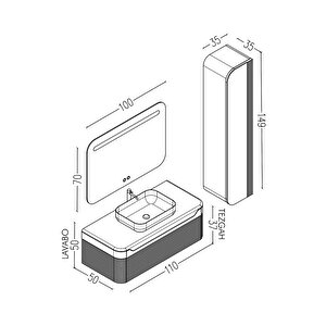 Ardino 110 Cm Banyo Dolabı Vizon Kayın - Boy Dolap Dahil