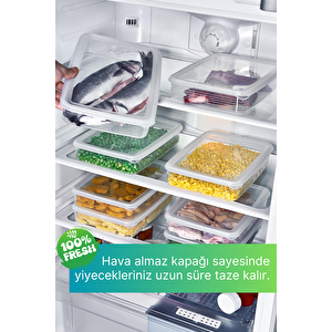 4 Adet Buzdolabı Düzenleyici Saklama Kabı Seti 2,3 Lt Şeffaf- Sebze Meyve Erzak Saklama -dipfriz