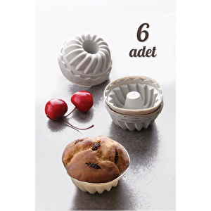 6 Lı Yıkanabilir Mini Kek Muffin Pişirme Kalıbı, Silikon Muffin, Cupcake Kalıbı Karma Renk