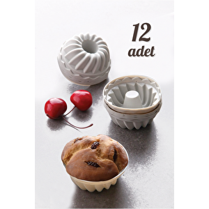 12 Li Yıkanabilir Mini Kek Muffin Pişirme Kalıbı, Silikon Muffin, Cupcake Kalıbı Karma Renk
