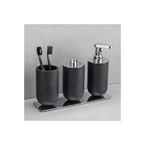Diş Fırçalığı/sıvı Sabunluk Siyah/krom Renk 206x89x170 Mm